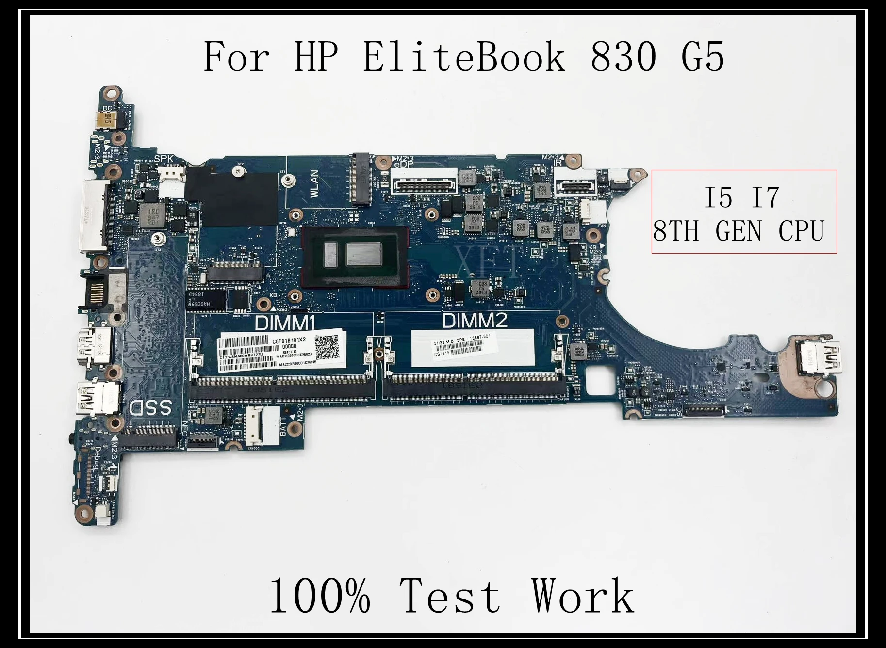 For HP EliteBook 830 G5 Laptop Motherboard With I5 I7 CPU DDR4 UMA 6050A2930901-MB-A01 100% Test Work