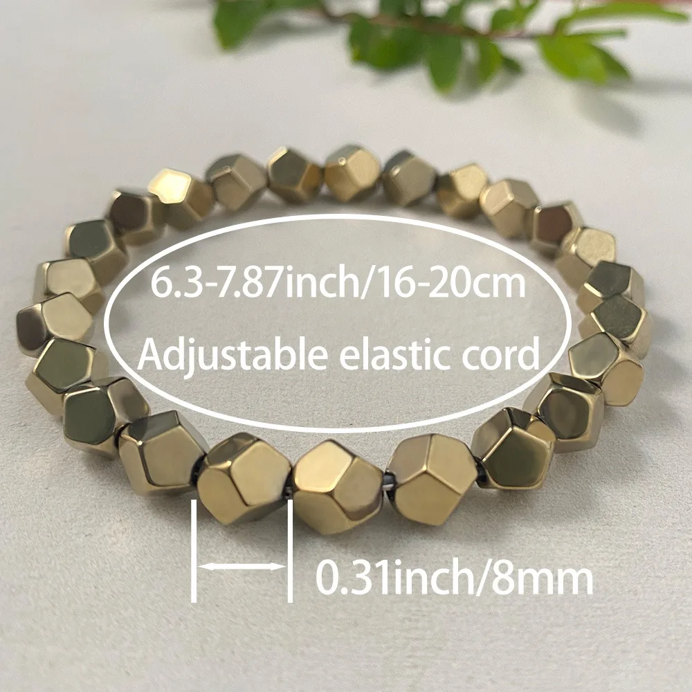 Natürliches Armband mit facettierten Hämatit-Perlen, Reichtum & Glück Dehnbares Armband, Energieheilender Kristallschmuck als Geschenk – Detail 4