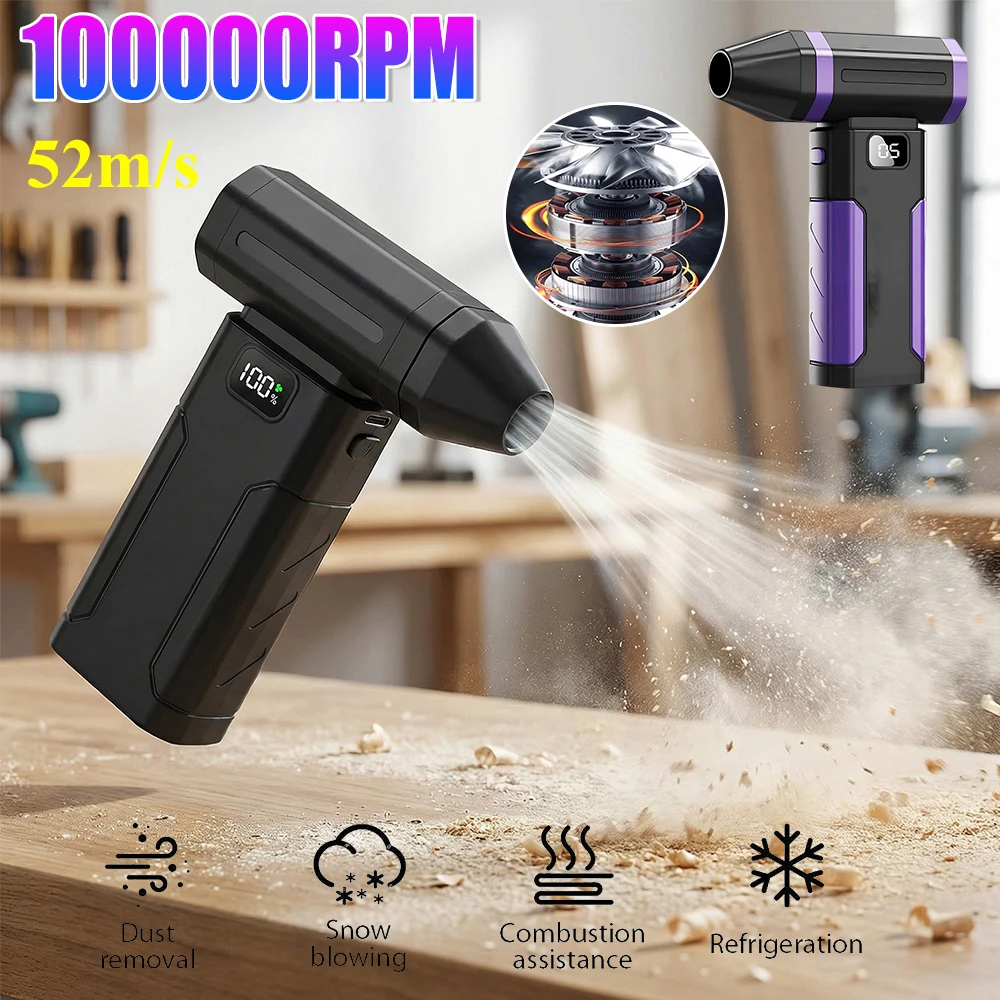 

100000RPM Compressed Air Duster 5-Speed Handheld Dust Blower Electric Dryer Screen Display Rechargeable for Car/Keyboard/PC/Home