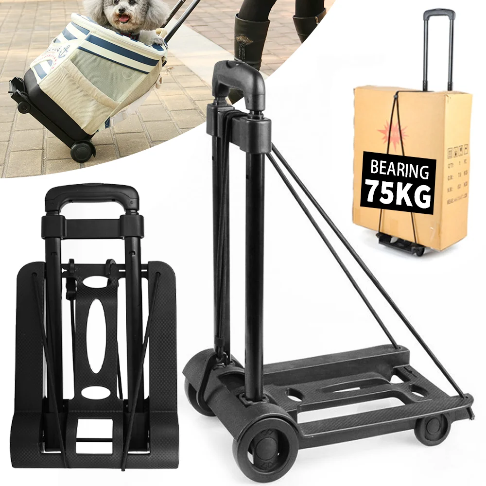 Wheel Trolley folding luggage trolley Folding Hand Truck Barrow Cart Travel Luggage Shopping Cart Portable Home Use Cart