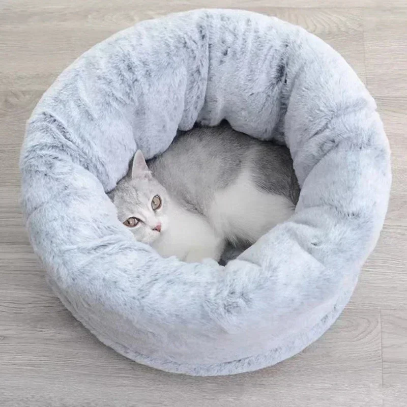 Pet Cat Burrow Bed Winter Soft Warm Plush Nest Thickened Sleeping Bag Puppy Kitten Sofa Cushion Set Pet Supplies