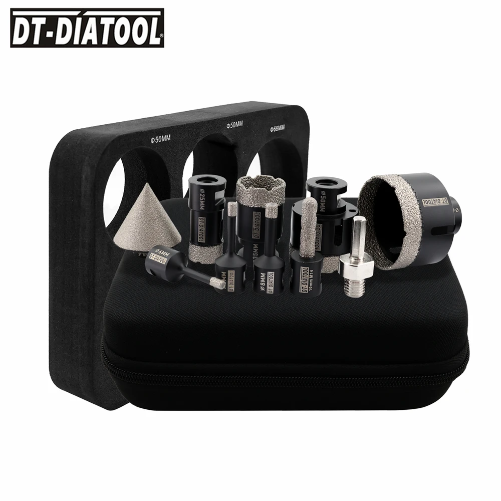 

DT-DIATOOL Diamond Drill Core Bits Kit Milling Bit Hole Saw Drill for Porcelain Tile Granite Chamfer Bit Adapter Core Bit Set