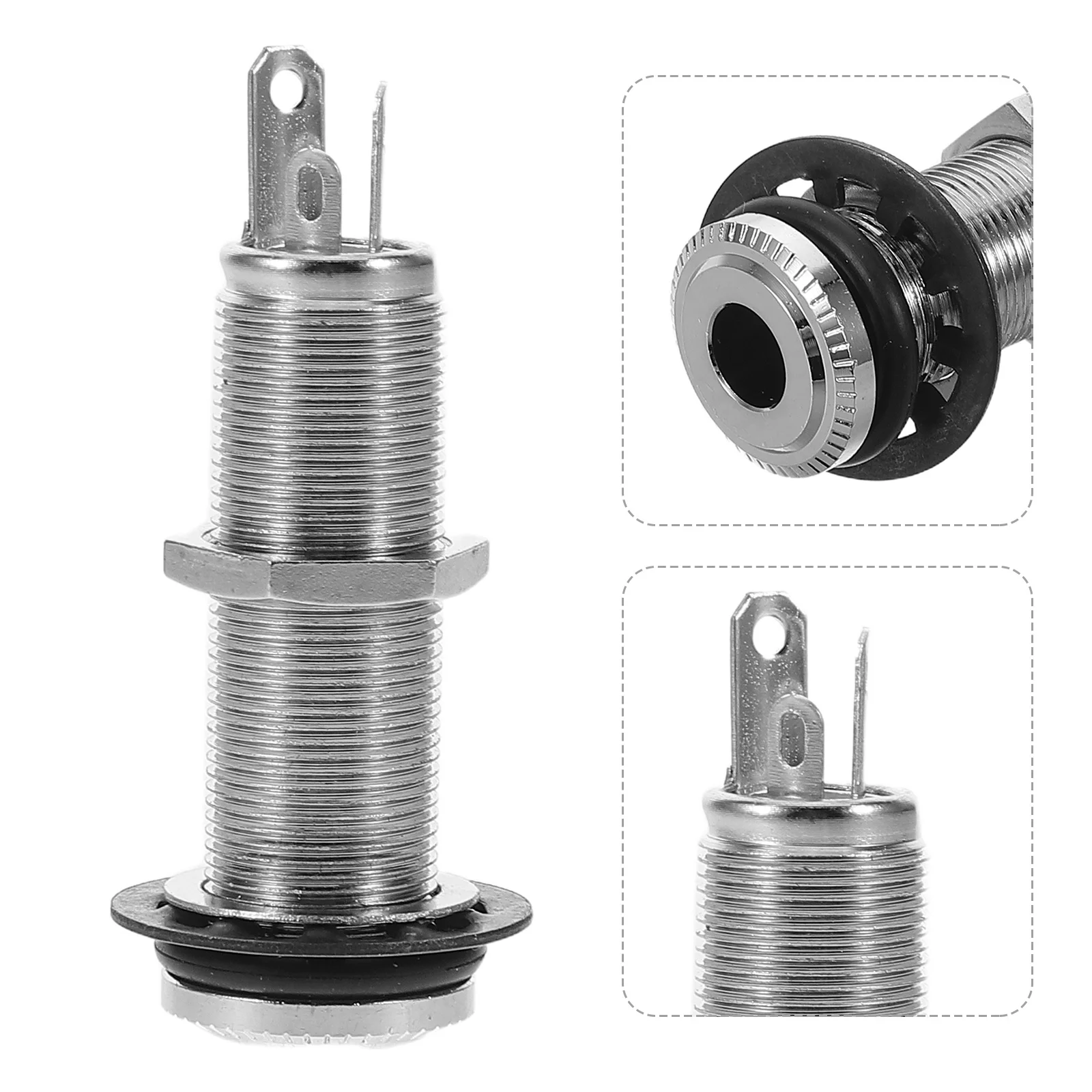 

Bass Guitar Barrel Jack Socket Input Plug Silver Plated Coating Superior Audio Performance Quick Installation Long Thread Design