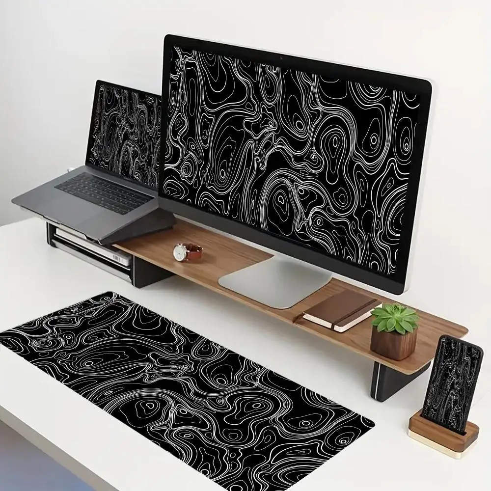 

Black and white texture Mouse Pad XXL Desktop Keyboard Table Pads Game Anti-slip Desk Mat Computer Accessories Long Mousepad
