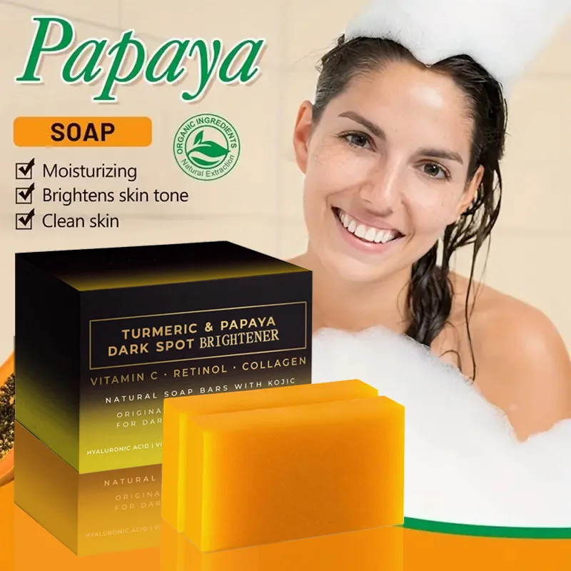 Kojic Acid Papaya Soap 100g, Whitening, Moisturizing, Handmade Skin Lightening Soap for Face & Body, Deep Cleansing, Hydrating