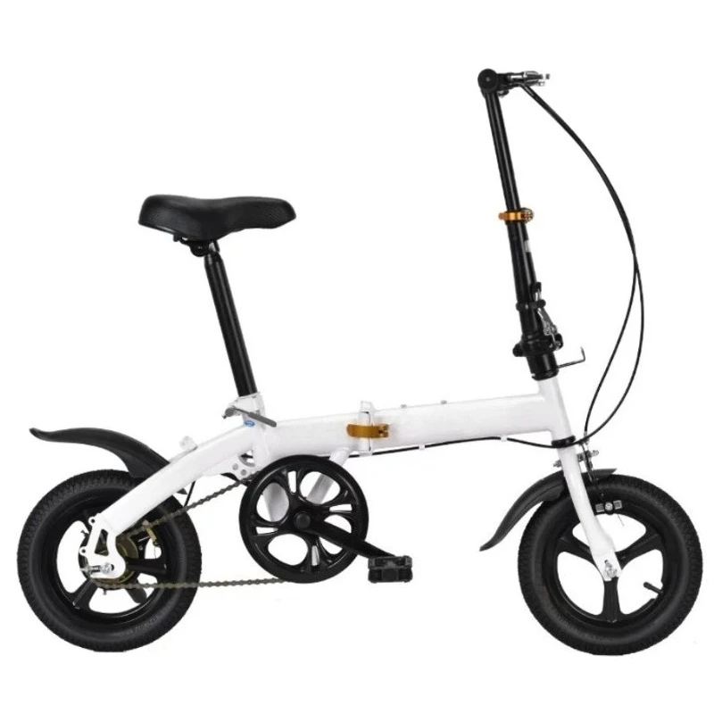 14 Inch [White] Variable Speed + Bearing, Style Shock-absorbing Variable Speed Folding Bicycle