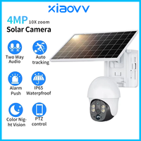 xiaovv WiFi 4MP HD PTZ Solar Outdoor 10x zoom Security Camera Waterproof  Smart Monitoring Two way audio Alarm push color night
