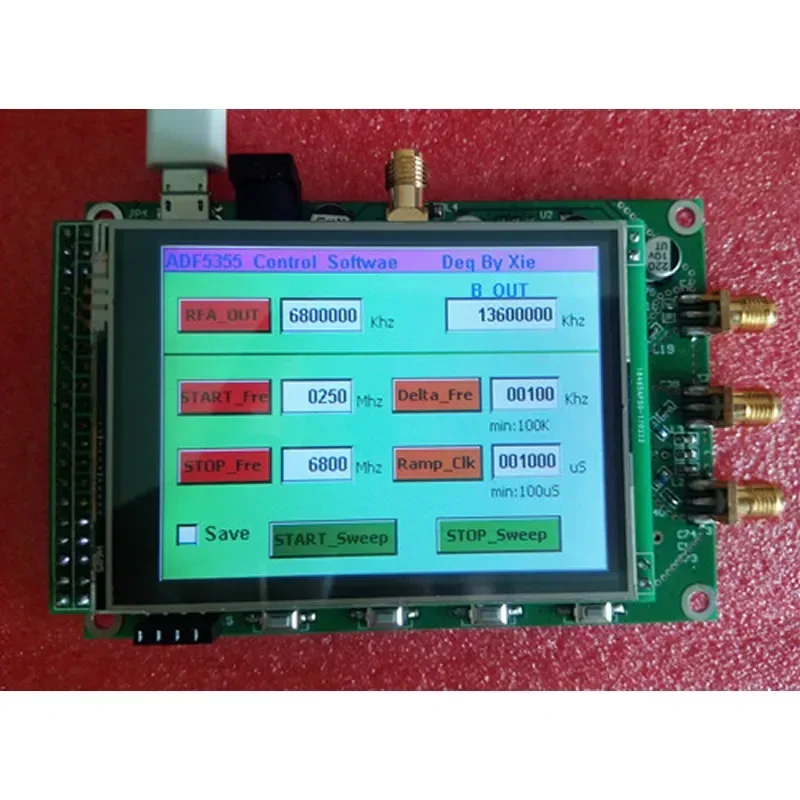 

Модуль ADF5355 с цветным сенсорным экраном, источник частотного сигнала VCO, микроволновый синтезатор частоты PLL 2,8 дюйма