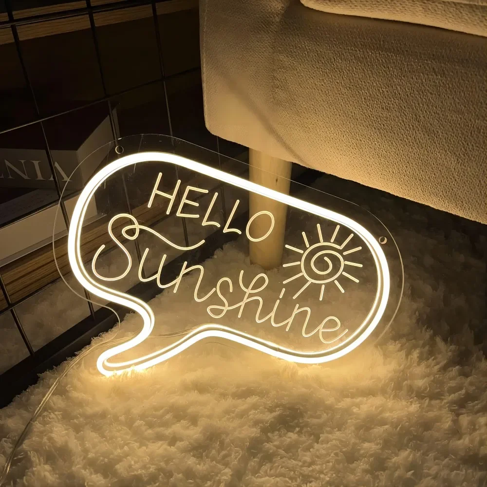 Hello Sunshine Neon Engrave Sign Customizable Personality Led Letters For Room Decoration Aesthetic Christmas Gifts To Friends