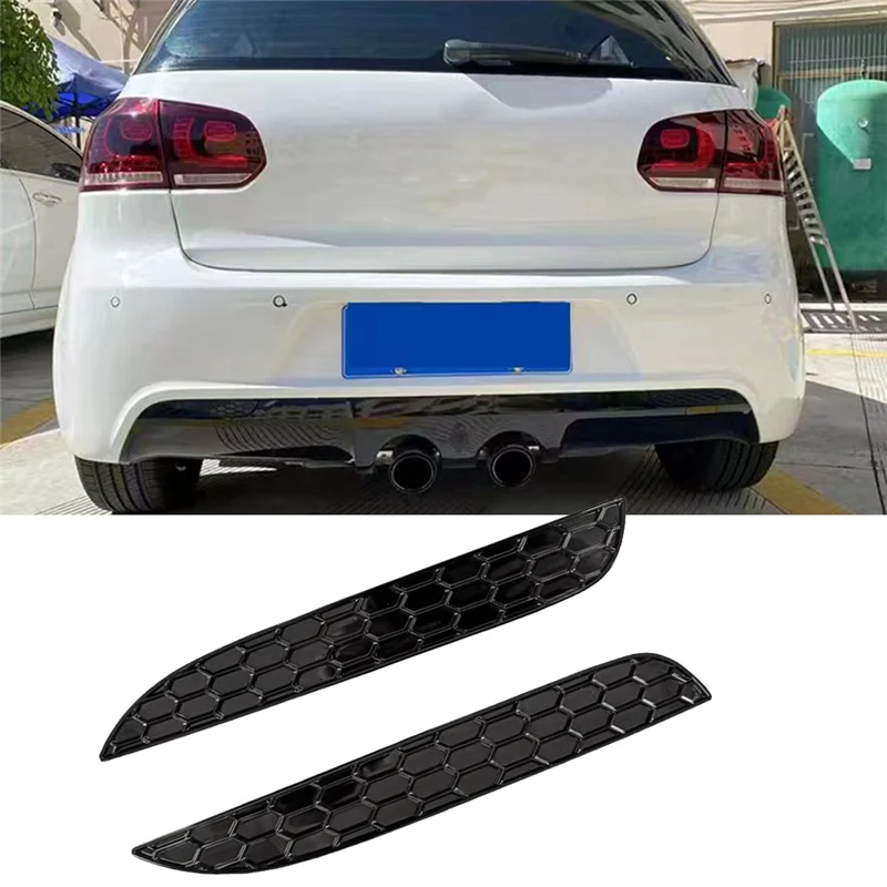 2Pcs Modified Glossy Honeycomb Tail Rear Fog Lamp Cover Trim Styling Sticker for Golf 6 R20 Rear Bar Reflector