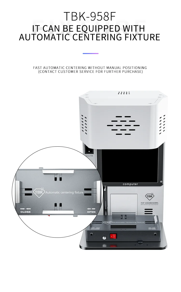 958F 20W Rear Back Glass Cover Door Repairing Replacement Removing Removal Separating Separator Laser Machine