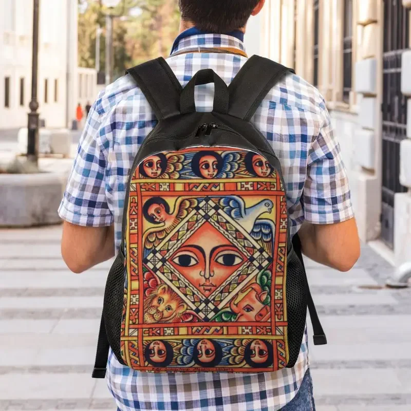 Customized Ethiopian Ancient Art Backpack for Women Men Waterproof School College Bag Print Bookbag