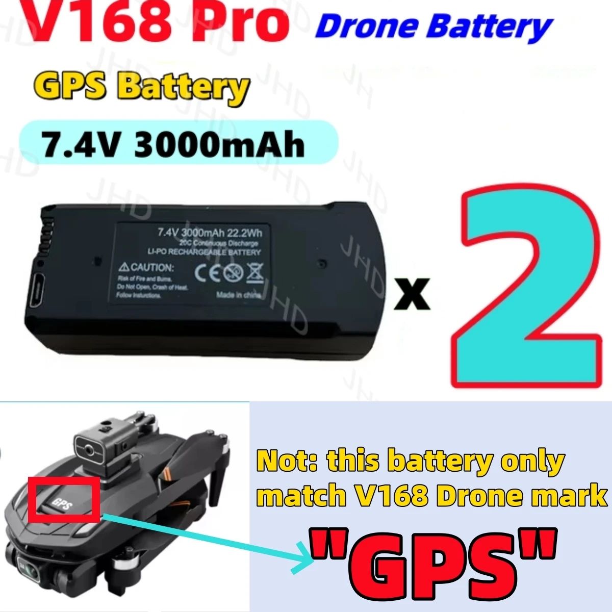 JHD-Batería Para Dron V168, pila para V168/V168 PRO/ V168 PRO MAX, sin GPS /GPS, para V168 PRO, venta al por mayor