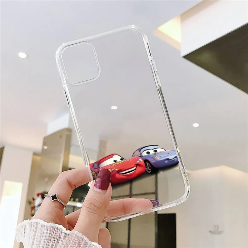 Autos L-Lightning M-McQueen Handyhülle für iPhone 15 11 13 14 Pro Max 7 8 Plus X Xr Xs Max Se 2020 12 Mini transparente Abdeckung