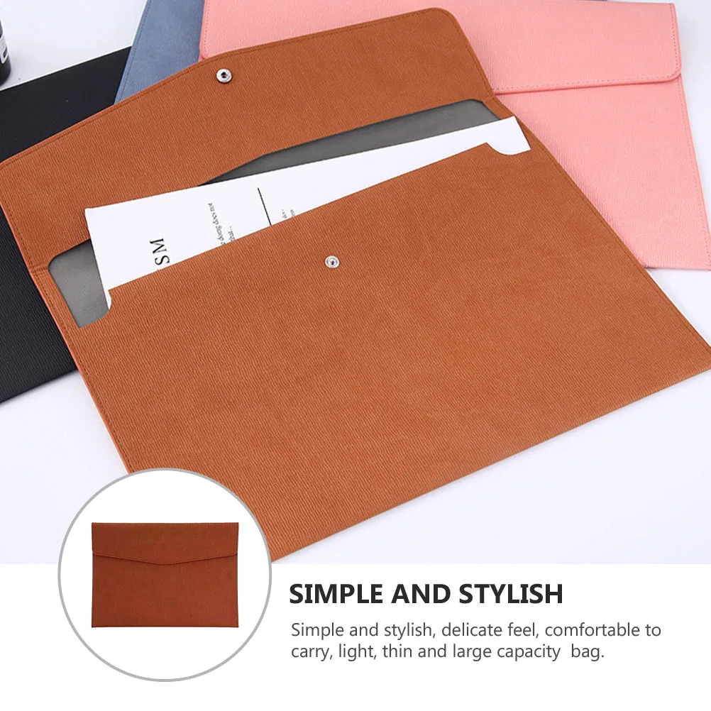 حقيبة ملفات الأعمال PU مقاس A4 منظم مجلد المستندات حقيبة أنيقة للسفر المكتبي وحقيبة ملفات بزر كبس