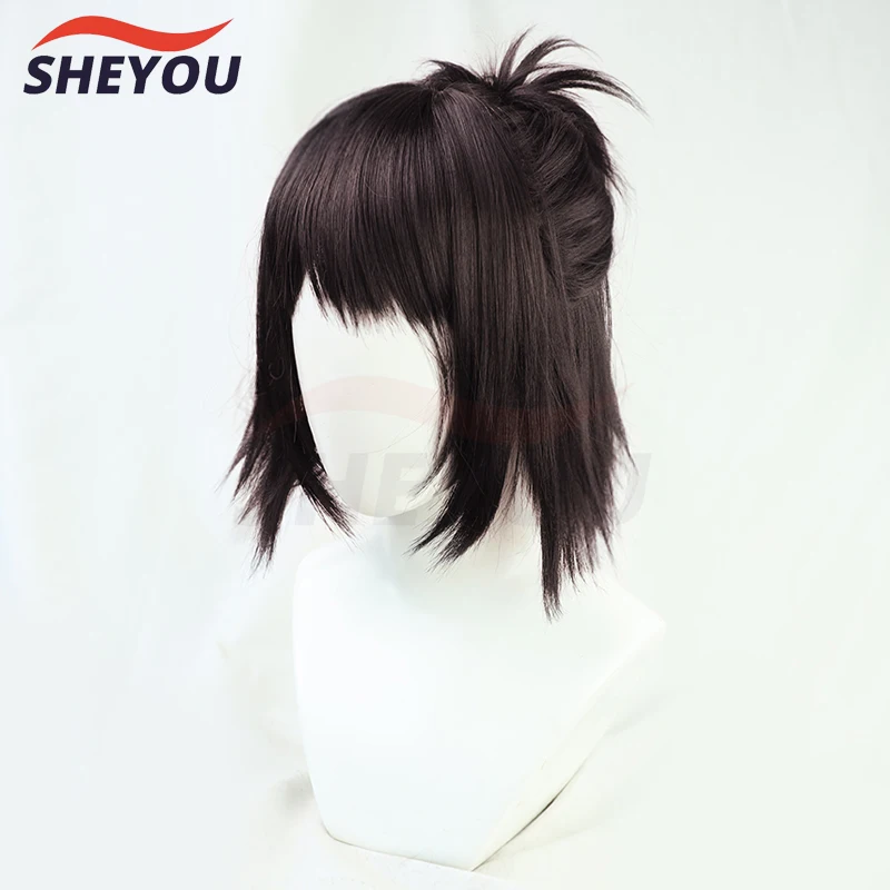 Final Season Anime Zoë Hange Zoe Cosplay Wig Dark Brown Heat Resistant Synthetic Hair Wigs + Wig Cap + Eyepatch