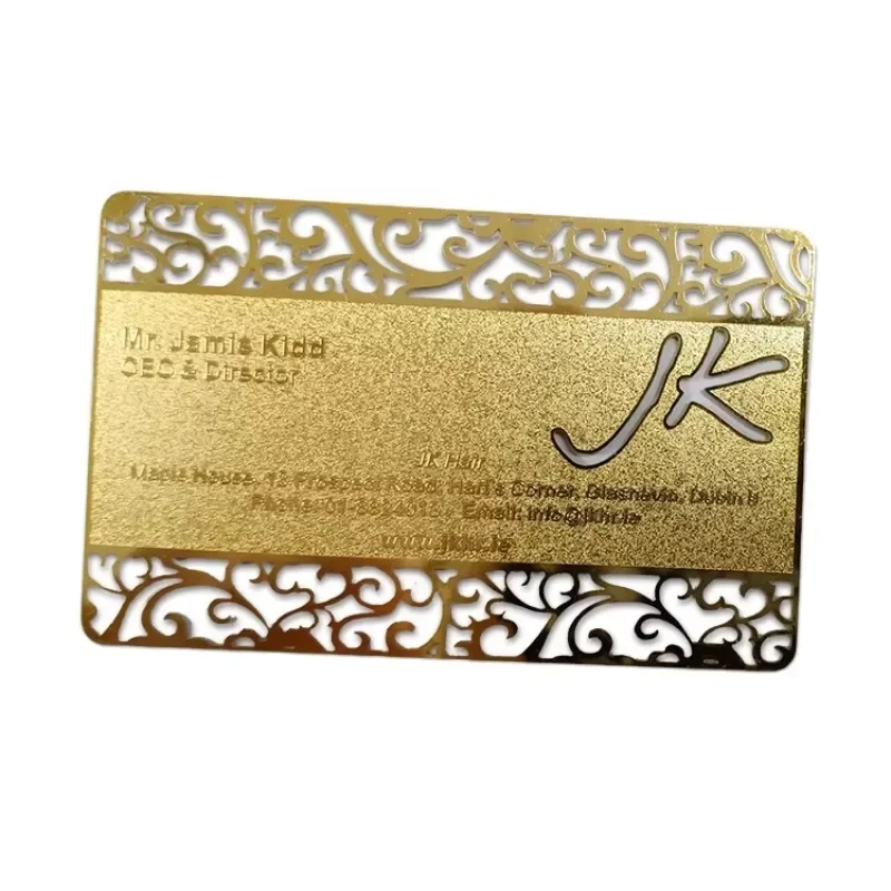 

Sample Custom Metal Embossing Craft Business VIP Gold Card Metal Hollow Carved Business Card