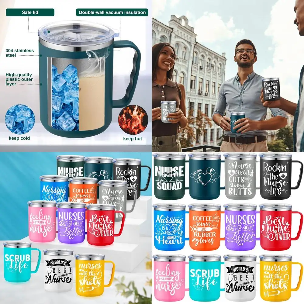 

Bulk 2025 Nurse Christmas Gifts: 17 oz Stainless Steel Insulated Travel Mug with Handle, Perfect for Nurse Appreciation and Grad