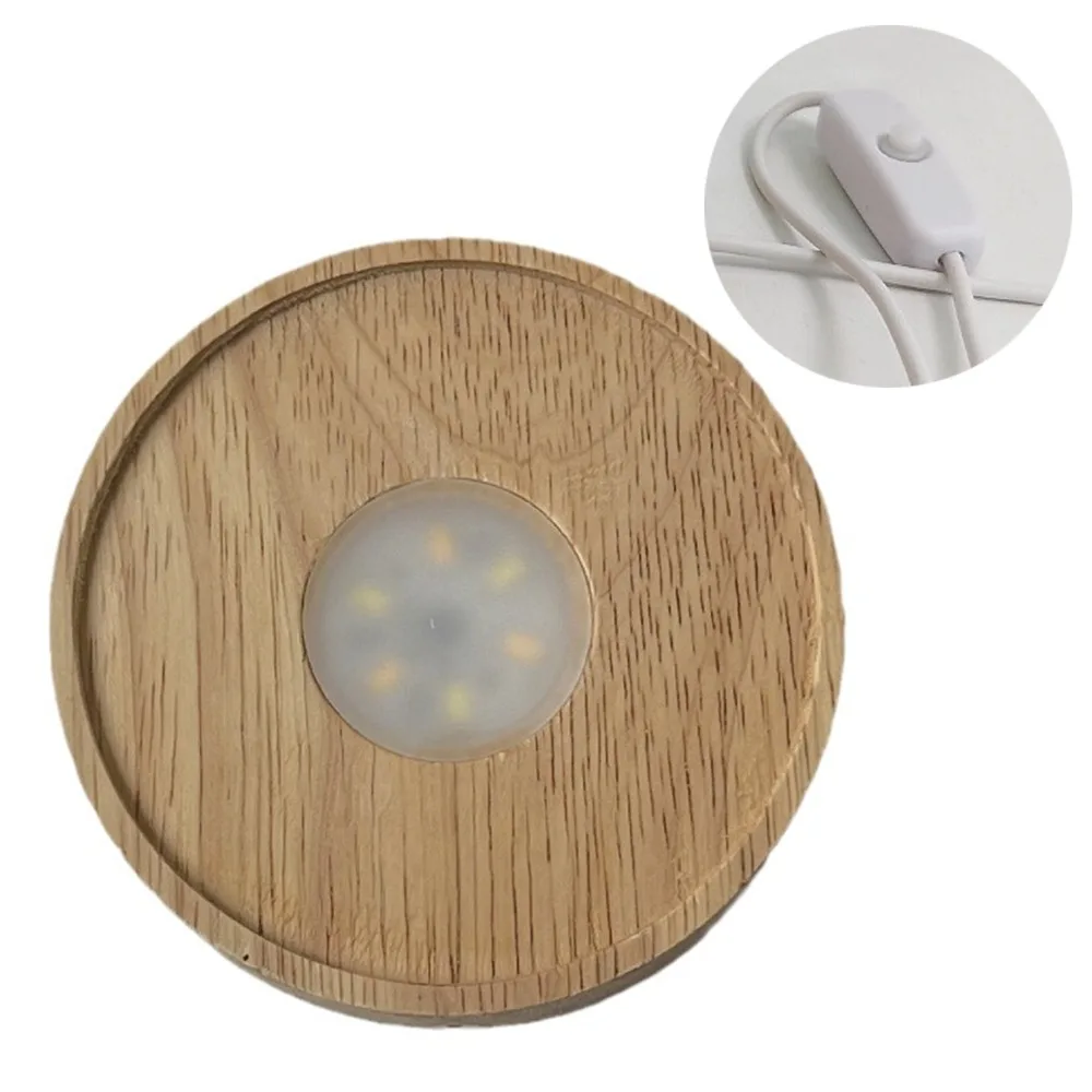 

DIY круглый деревянный светодиодный светильник, многоцветный 10 см, перезаряжаемый держатель лампы, современный креативный светодиодный светильник, художественный дисплей, базовые стержни