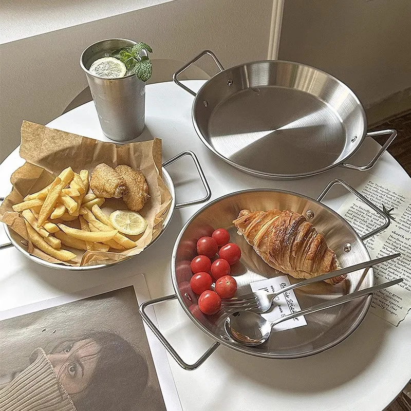 Diámetro 20 22 24cm Acero inoxidable oro mariscos olla de arroz cocina casera Paella Pan Picnic platos para aperitivos utensilios de cocina ollas para sopa