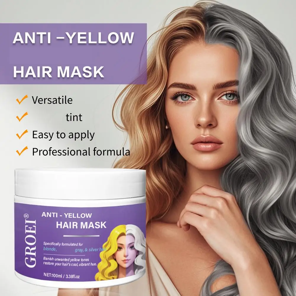 

100ml Purple Hair Mask Moisturizing Smooth Deep Nourishing Easy Comb Without Tanglin For Blonde Silver Gray Highlighted Hai Z3K7