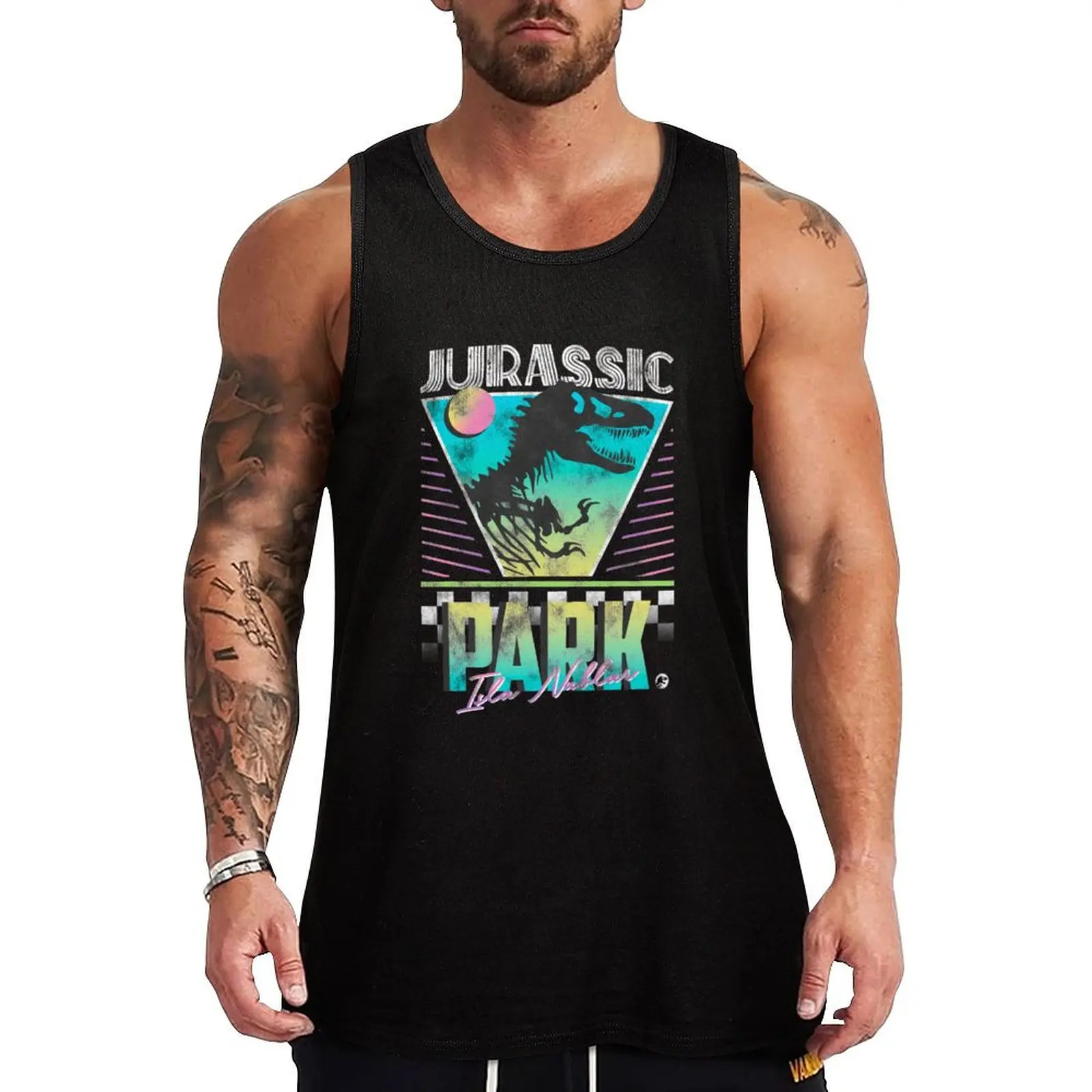 Jurassic Park Isla Nublar Retro Distressed Logo Tank Top gym accessories men gym clothes for man bodybuilding men clothes