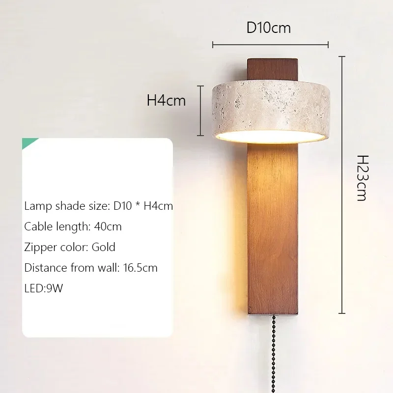 مصباح حائط خشبي على شكل كهف أصفر من حجر وابي سابي لغرفة النوم بجانب السرير والفندق والمقهى ومتجر ديكور منزلي عتيق #5
