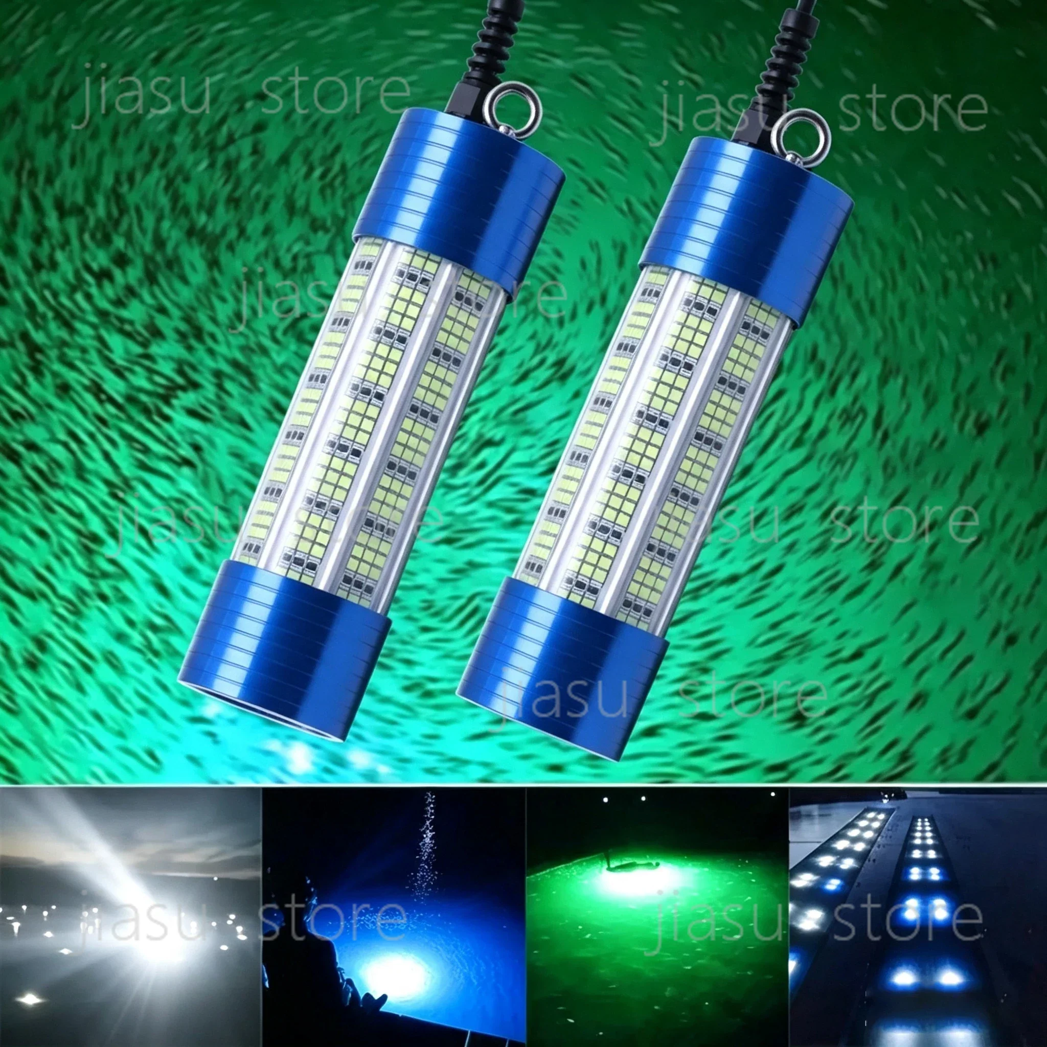 Underwater Fishing Light DC12V 150W 300W Green White Submersible High Power LED Lure Bait and Finder Lamp Attractant 7M Cable