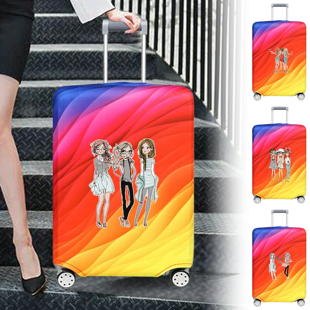 Trolley Box Cover Travel Accessories Friends Series Thick Elastic Luggage Cover Protector 18-32inch Stretch Fabric Cover