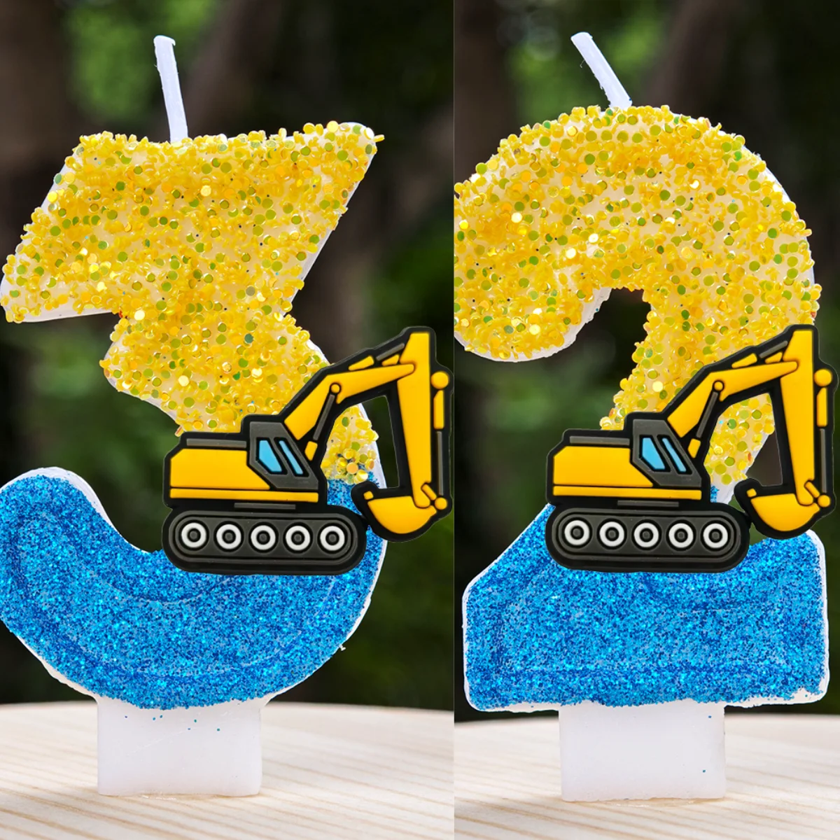 Bougie en forme de pelle mécanique réaliste pour décoration de gâteau d'anniversaire, décorations de fête sur le thème de l'ingénierie, cadeau pour garçons