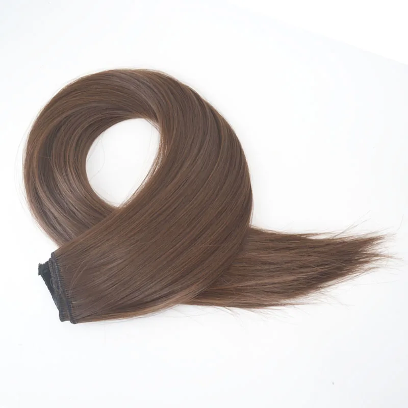 Synthetic One Piece Clip in Hair Extension With 5Clips Long Straight Hairpiece Black Brown False Hair