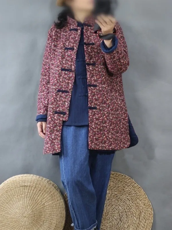 

Comfortable Warm Cotton Jaet Women's Clothing Brand Withdal Winter New Sle Floral Embroidery Chinese Button Outerwear