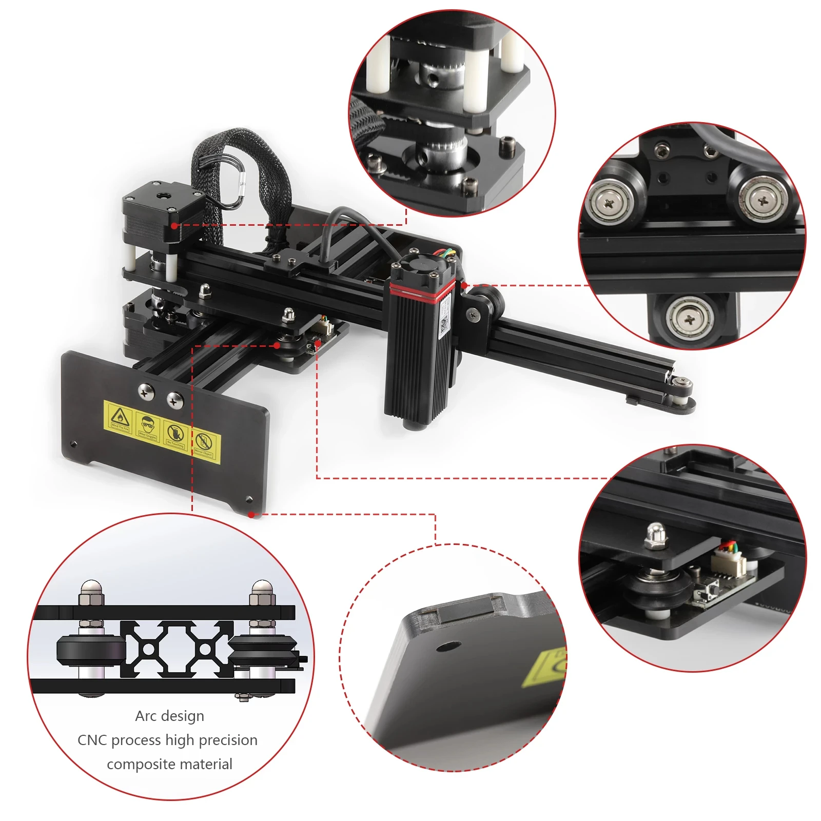 Neje 3 n30610 40w cnc máquina de gravura a laser cortador impressora com controle aplicativo sem fio bluetooth para marcação couro madeira ferramenta