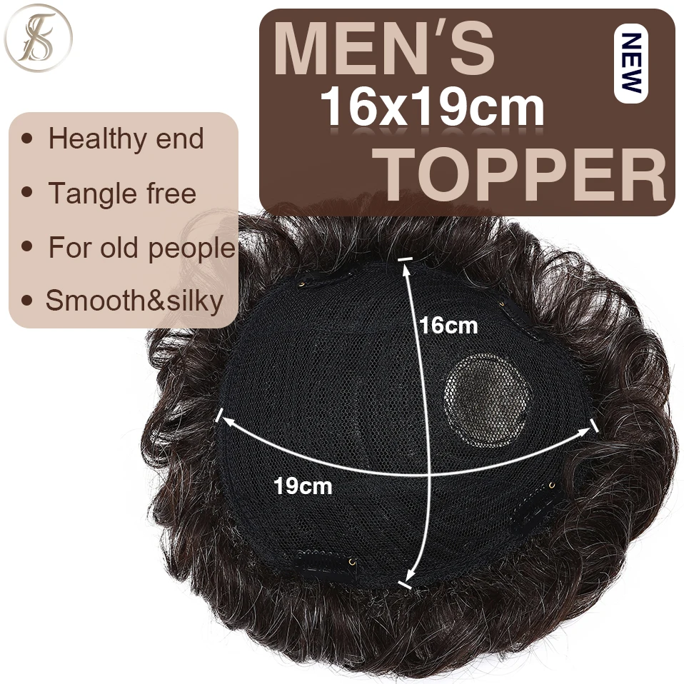 TESS Herren-Haarersatzsystem, 35 g, Herren-Toupet, 16 x 19 cm, Echthaar-Perücke, Herren-Kapillarprothese, männliche Clip-in-Haarverlängerungen – Detail 3
