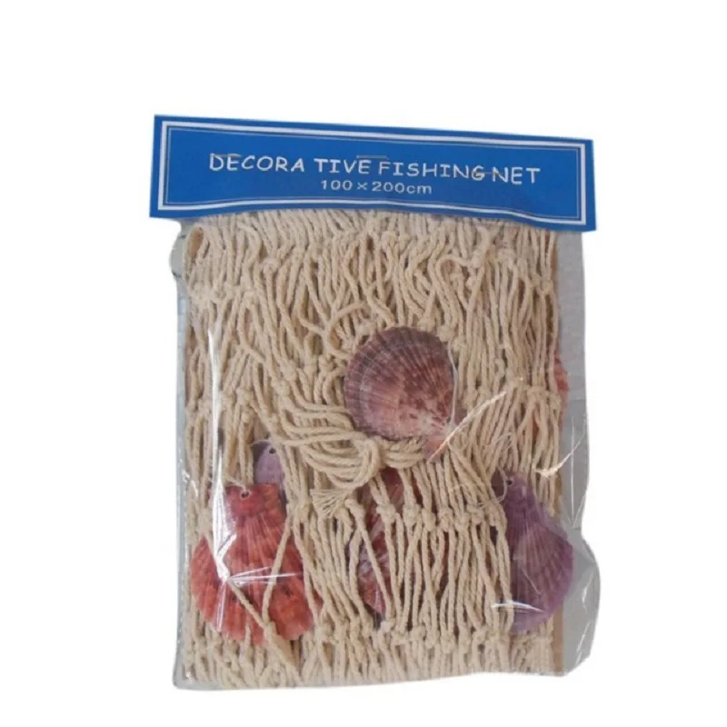 Mediterranean style fishing net wall hanging featuring 12 shells perfect for adding character and warmth to your For Home decor