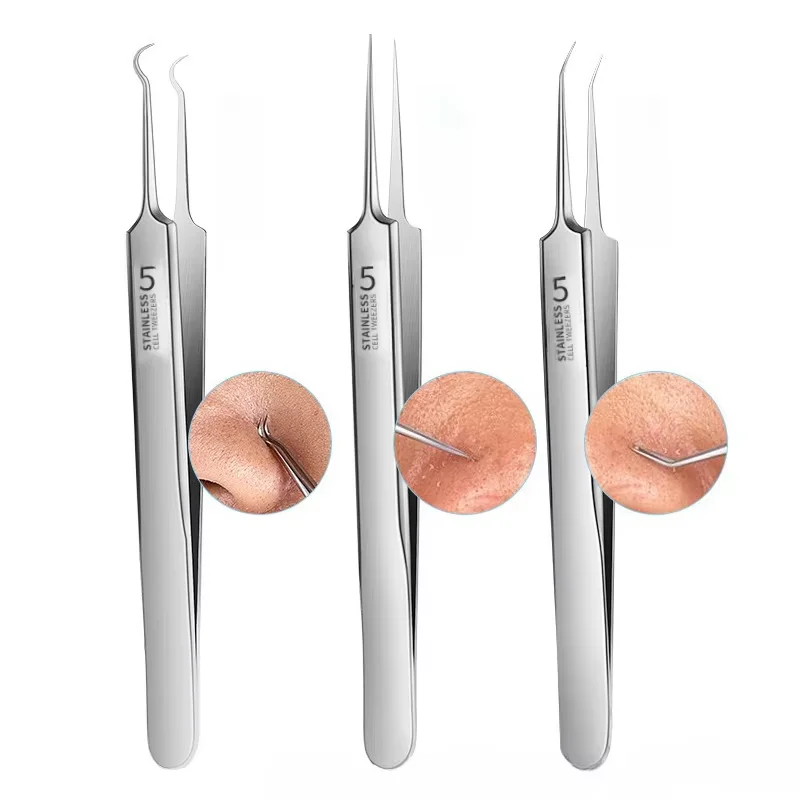 1 عبوة اضافية رفيعة رقم. 5 ملاقط للرؤوس السوداء لحب الشباب الخلوية - أدوات إبرة حب الشباب لإزالة جمال الوجه للعناية بالبشرة #2