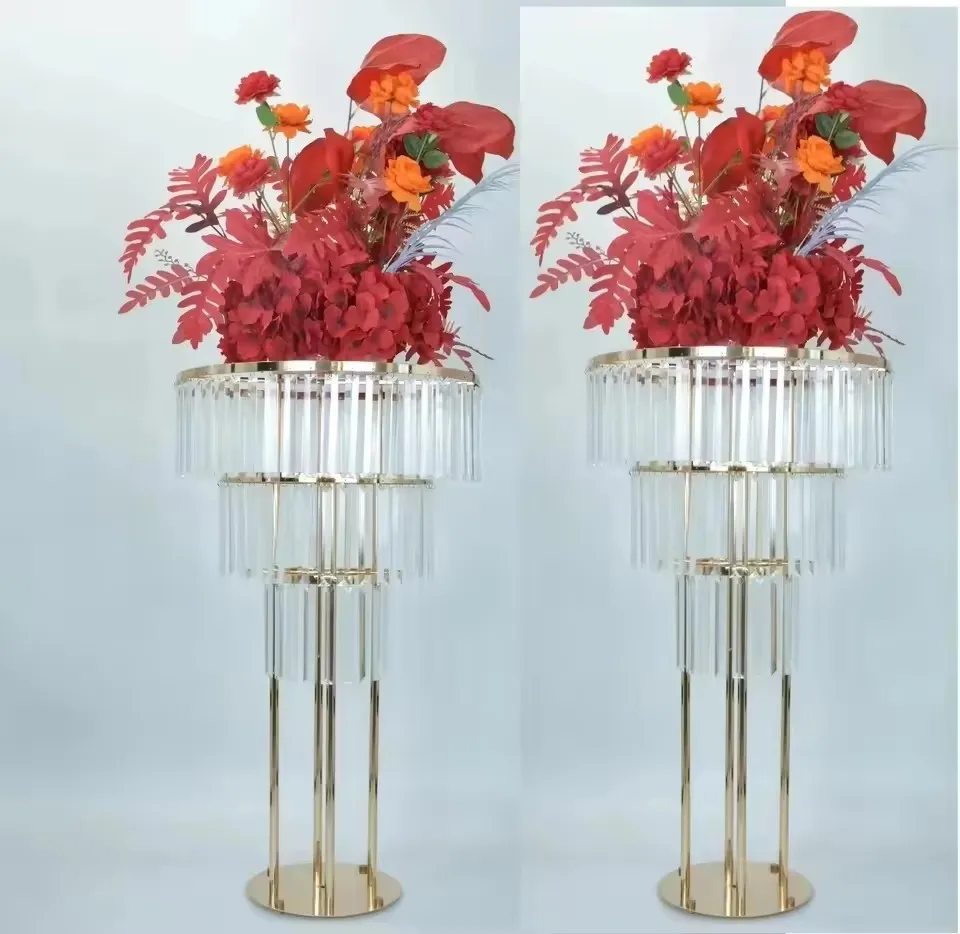 2 Stück/4 Stück/5 Stück/6 Stück/10 Stück Goldener Acryl-Blumenständer für Hochzeiten - 4-stufiger Hochzeits-Blumenständer als Tischdekoration – Detail 4