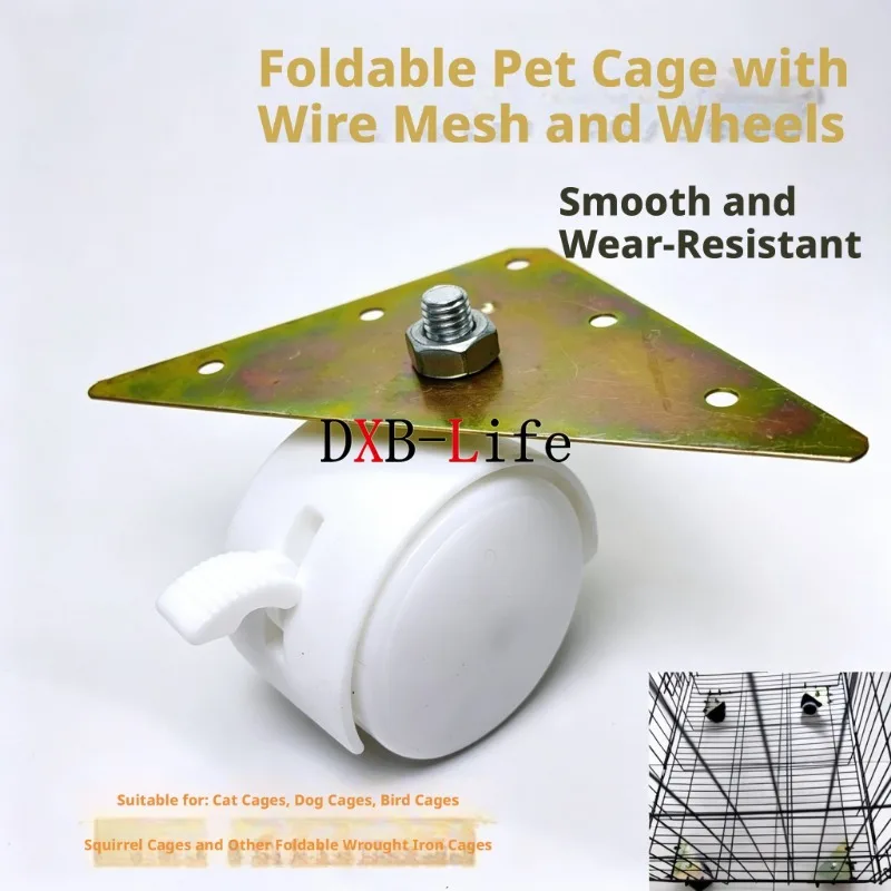 4 Pcs Cat Cage Dog Snap-on Universal Wheel Pet Iron Mesh Installation Bird Wrought Bundled Wheels