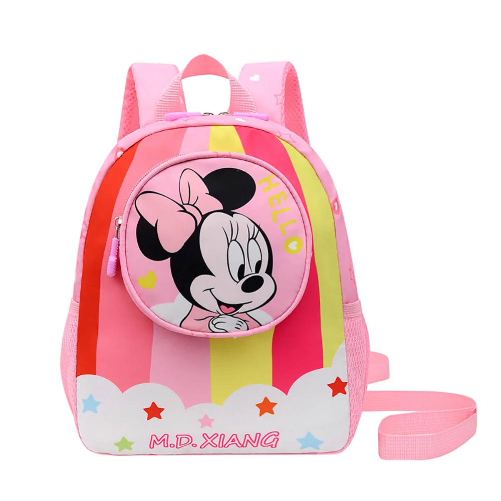 Disney Mickey Minnie Backpack Children Cartoon Schoolbag Kindergarten Anti-loss Small School Bags Kids Kawaii Travel Backpacks