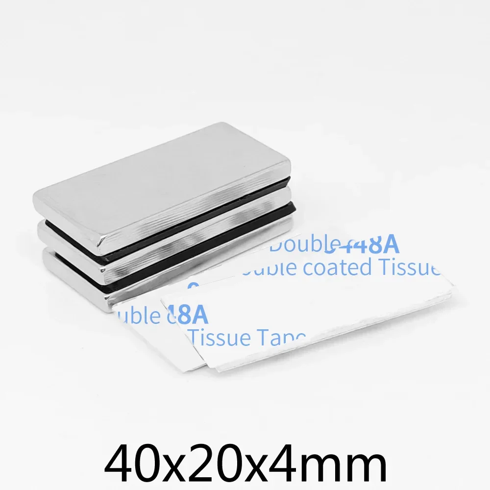 40x20x4mm Block Powerful Strong Magnetic Magnet 40x20x4 Permanent NdFeB Magnet With 3M Self - Adhesive 40*20*4