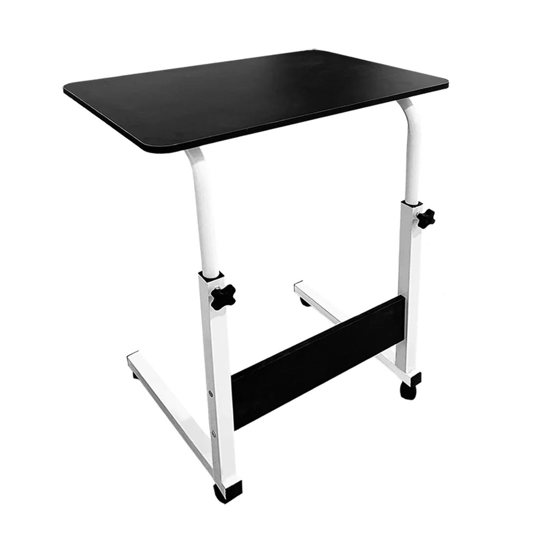 

Accommodates textile-desk table with wheels to work and study. Multipurpose adjustable side table for bedroom, 40x60x65-89 cm.