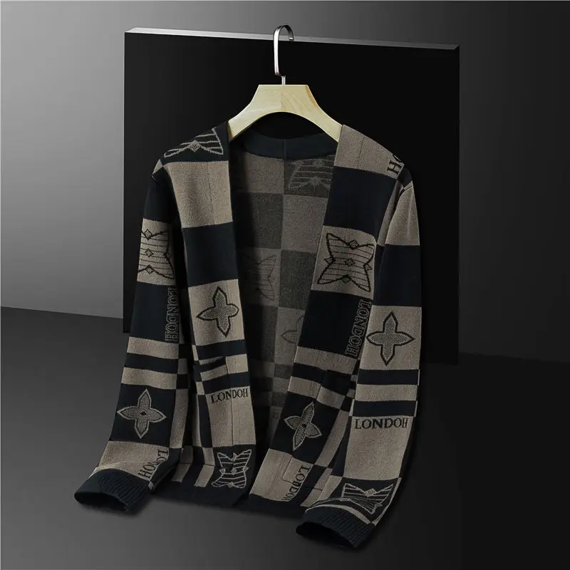 Men's Fairy Spring Autumn Tops Coat Sweater Knit Printing Leisure Simple Advanced Design Fashion Versatile Soft Personalized