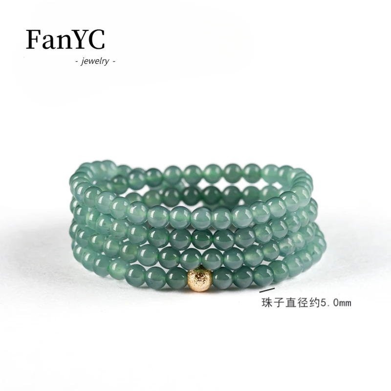 Myanmar A-Ware Jadeit blau Wasser 5mm Jade Perlenkette exquisite Mode Eis Jade drei Kreise Armband Damen Geschenk