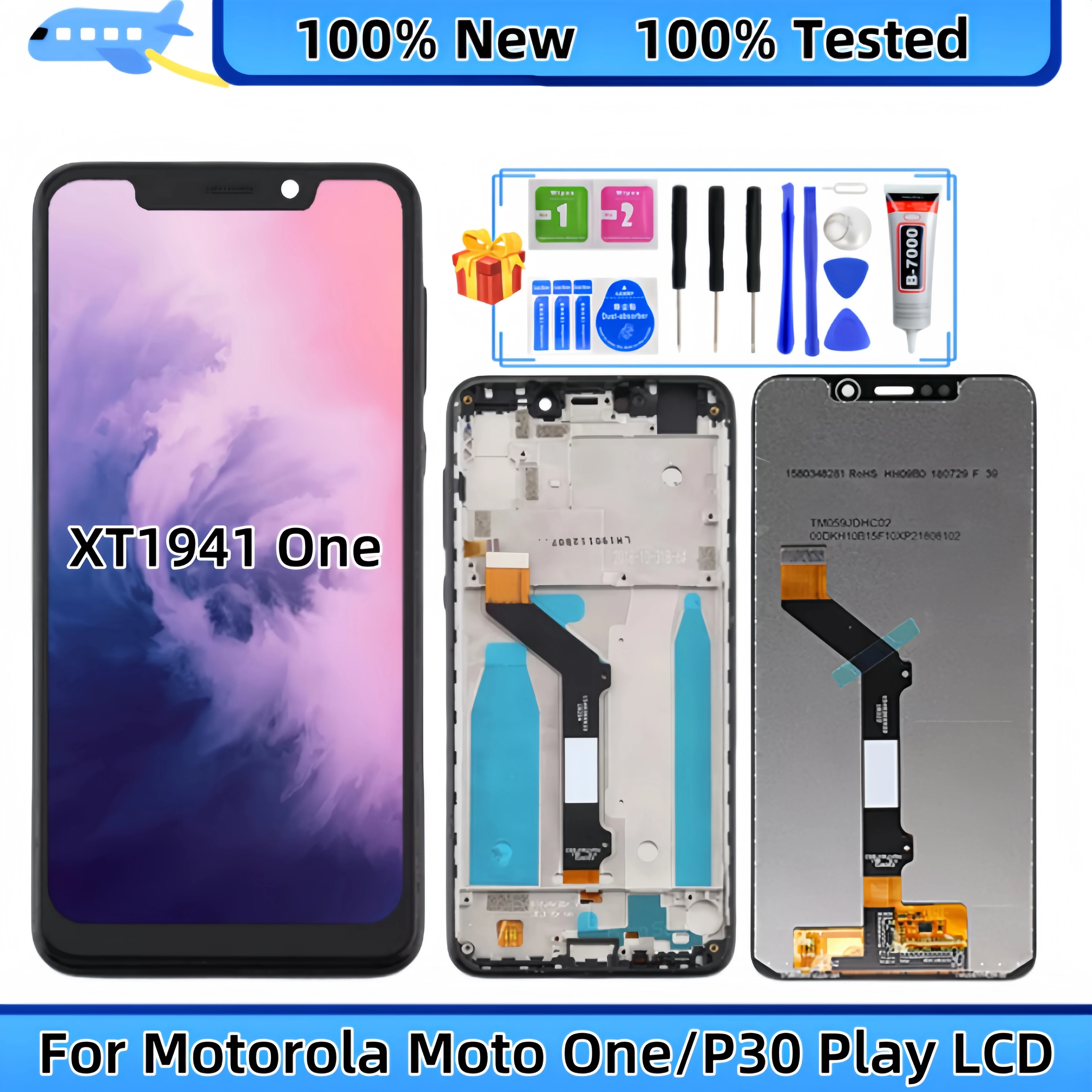 

LCD Display Touch Screen Digitizer Assembly Replacement, Fit for Motorola Moto One P30 Play XT1941