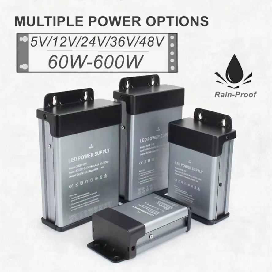 Ventola di alimentazione antipioggia di livello tecnico Raffreddamento a piena potenza AC 220V A DC 12V 24V Driver LED antipolvere impermeabile esterno