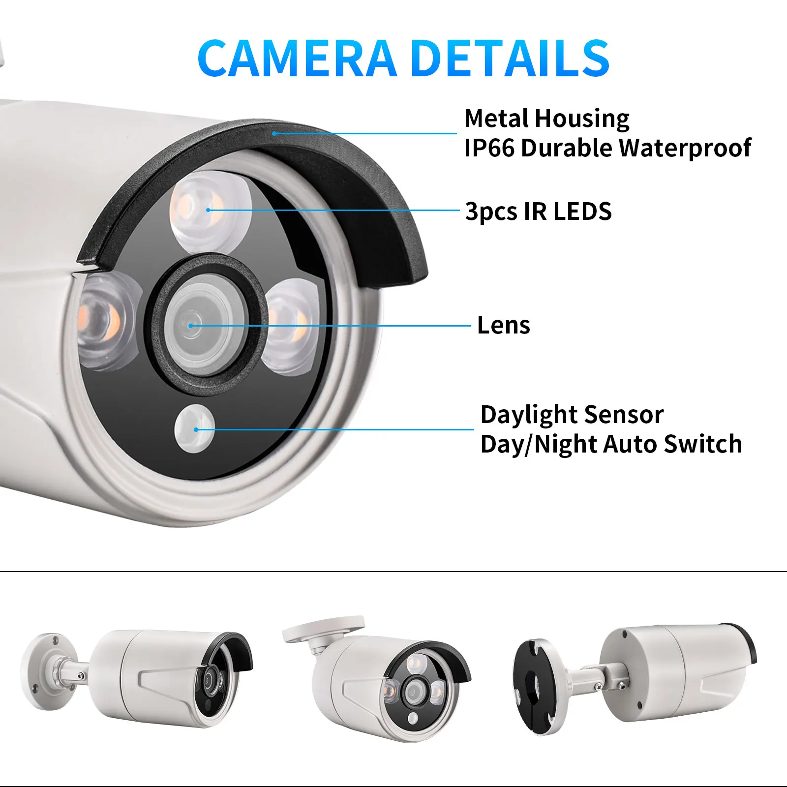 AZISHN – caméra de Surveillance Bullet IP POE H265 + 8MP (SONY IMX415), dispositif de sécurité sans fil, avec détection de mouvement, infrarouge