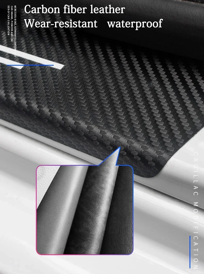 Car Door Sill Protector Plate Carbon Fiber Anti Scratch Sticker For KIA CARNIVAL Logo Badge Trunk Threshold Bumper Guard Strips