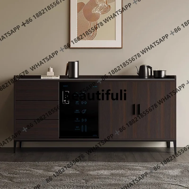 

Rock slab dining side cabinet high-end dining room, tea bar machine integrated against the wall living room multi-functional