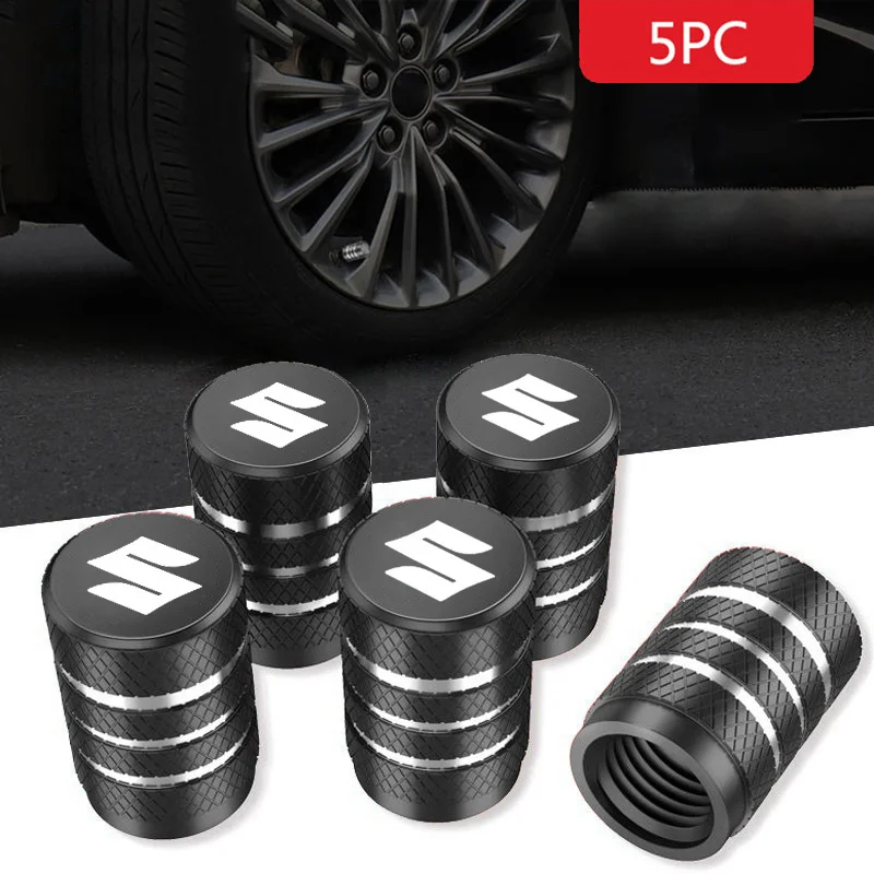 5PCS Car Wheel Tire Valve Caps Tyre Stem Covers Airdust Waterproof Fit For Suzuki Jimny Swift Samurai Vitara Kizashi SX4 Scross