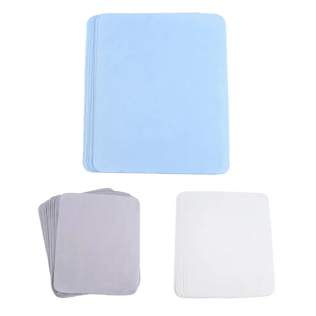 ผ้าไมโครไฟเบอร์ทำความสะอาด (10 ผืน) เหมาะสำหรับเลนส์ แว่นตา และหน้าจอดิจิตอล - ขนาดกลาง